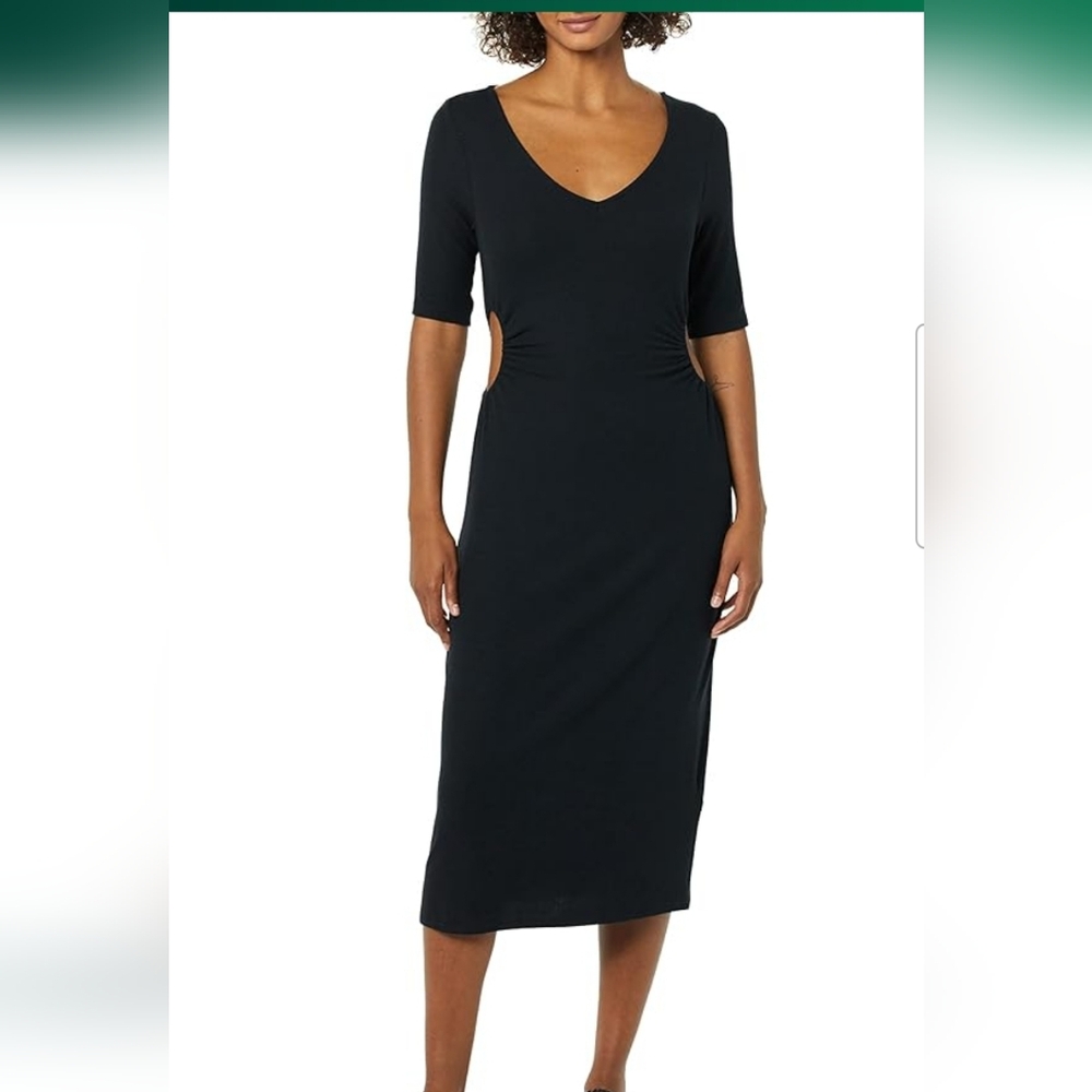 Daily Ritual viscose black dress with cut outs Small
